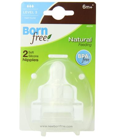 Born Free BPA-Free Fast Flow Silicone Nipples  6+ Month
