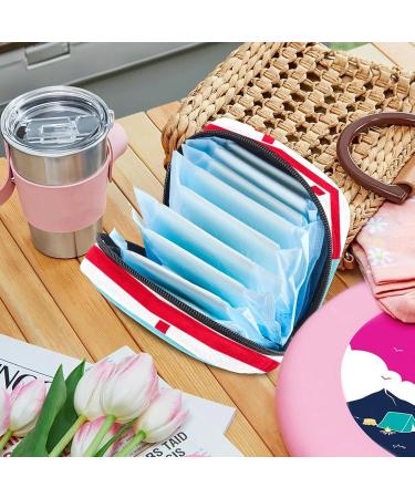 Cartoon Ambulance Sanitary Napkin Storage Bags | Blue Background | Durable Period Bags for Women & Teen Girls | Menstrual Cup Bags - Buy Online on GoSupps.com