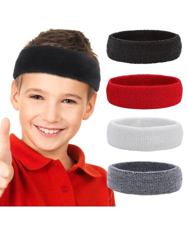Yolev 4 pieces sports headband for children hair band young welding band welding head band headband headband headband basketball suit sport men women welding band red gray white Black