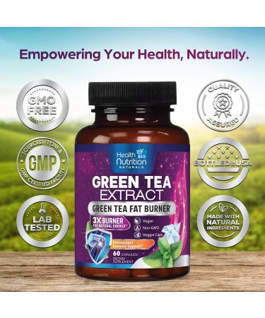 Green Tea Extract Capsules 1300mg - Standardized 45% EGCG & 98% Polyphenols - 3X Strength Green Tea Pills for Natural Energy - Herbal Supplement with Heart & Antioxidant Health Support - 60 Capsules 60 Count (Pack of 1) - Buy Online on GoSupps.com