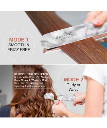 HAIROIC 1-Inch 2-in-1 Ceramic Straightener & Curler - Auto Shut Off Dual Voltage Travel Flat Iron Frizz Ease (White Marble - Buy Online on GoSupps.com