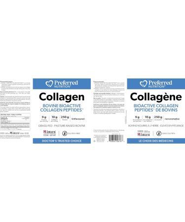 Preferred Nutrition Collagen Powder 250g Unflavoured Bovine Bioactive Collagen Peptides Grass-fed Pasture Raised 10g of Collage per scoop - Buy Online on GoSupps.com