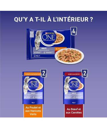 PURINA ONE Adult Tapered in Sauce Assorted Flavors Chicken and Beef Meal Bags for Adult Cats 4x85g | Pack of 12 - Buy Online on GoSupps.com
