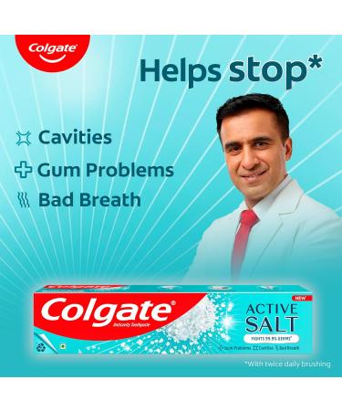 Colgate Active Salt Toothpaste Daily Germ Protection Combo Pack of 800g (Buy 3 Get 1 Free) with Salt and Mint Healthy Gums & Teeth Tooth Paste That Fights Germs & Provides Fresh Breath - Buy Online on GoSupps.com