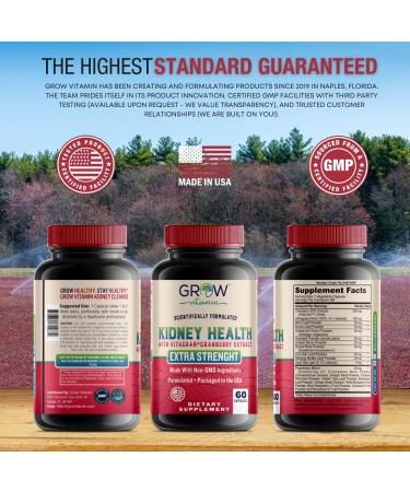 grow vitamin Premium Kidney Cleanse Supplement Powerful Kidney Support Formula with Cranberry Extract Helps Support Healthy Kidneys & Urinary Tract Support 60 Vegetarian Capsules - Buy Online on GoSupps.com