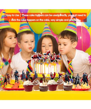 Superheld Cake Topper Set - 48 Avengers Cupcake Decorations for Kids Birthday Parties & Superhero Themes - Buy Online on GoSupps.com