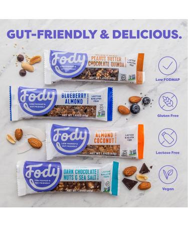 Fody Foods Snack Bars Blueberry Almond 1.41 Oz (Pack of 12) 3g Protein Low FODMAP Gut & IBS Friendly Vegan Lactose Free Non-GMO Gluten Free - Buy Online on GoSupps.com