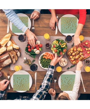 40 Rat Tail Green and Gold Birthday Napkins | 33x33 cm Paper Party Napkins for Boy & Girl Birthday Decorations - Buy Online on GoSupps.com