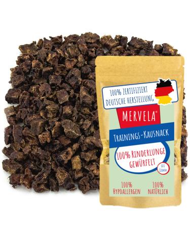 Mervela Dog Training Snacks, Ideal for On the Go and Small Bag (300, 600 or 1000 grams) in Turkey, Horse or Beef (Diced Beef Lung, 600 Gram)