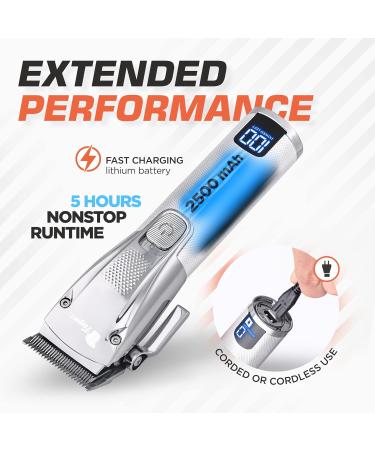 Fagaci Professional Hair Clippers for Barbers - Turbo Cordless Precise Cutting Kit for Men - Maquina de Cortar Cabello in Silver - Buy Online on GoSupps.com