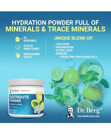 Dr. Berg Electrolyte Powder - Electrolyte Drink Supplements with 1000mg Potassium - Hydration Powder Full of Minerals & Trace Minerals - Contains Stevia Sweetener - Lemonade Flavor 50 Servings Lemonade - 50 Servings - Buy Online on GoSupps.com