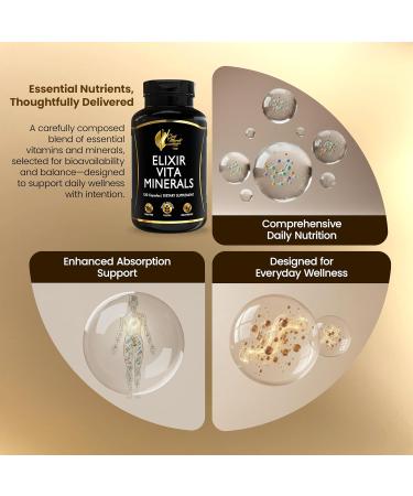 Coc March N.M.D Elixir Vita Minerals Multivitamin for Women & Men with Trace Minerals, Activated B Vitamins & High A D E K, Gluten Free & Dairy Free, 24 Essential Vitamins & Minerals - 120 Capsules - Buy Online on GoSupps.com