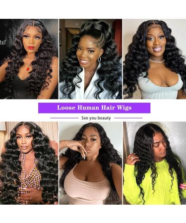 FASHION PLUS 18 Inch Loose Wave HD Lace Front Wig for Black Women - 180 Density Pre Plucked with Baby Hair - Wet and Wavy Human Hair Wig - Buy Online on GoSupps.com