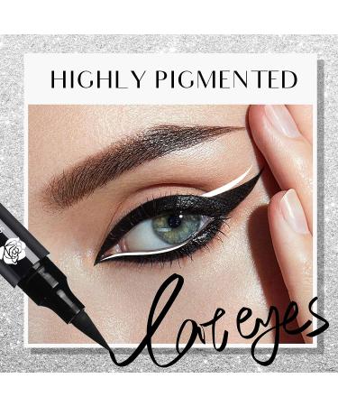 SHARLOVY Winged Eyeliner Stamp - Waterproof, Smudge Proof, Long Lasting Liquid Eye Liner Pens for Perfect Cat Eye Wing - 10MM White & Black - Buy Online on GoSupps.com