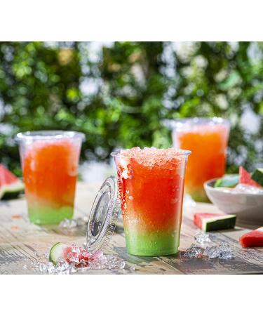 100 Sets 16 oz. Clear Plastic Cups with Flat Lids - Ideal for Parties and Events - Buy Online on GoSupps.com