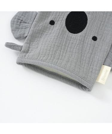 Blumie 2pcs Organic Cotton Bath Mitt Gloves for Babies & Kids with Animal Faces - Sage Green & Cloud Grey - Buy Online on GoSupps.com