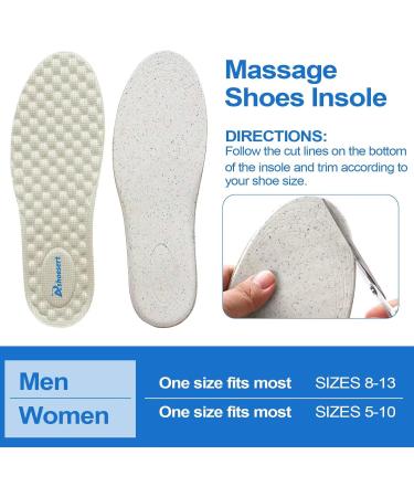 Massaging Insoles for Men & Women - Foot Pain Relief Comfort Shoe Inserts for All-Day Use Sizes 8-13 Beige - Buy Online on GoSupps.com
