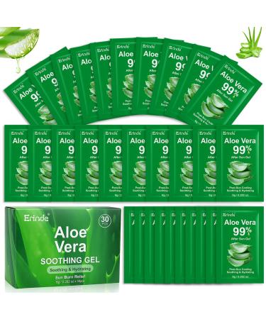 Erinde 30 Pack Aloe Vera Gel for Face Hair & Body 99% Pure Aloe Vera Gel for Sunburn Relief After Sun Skin Care Relief Skin Care Bulk Soothing Hydrating Aloe Gel Travel Size for All Skin Types A-30 Pack Aloe Vera Gel