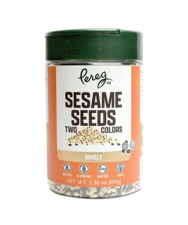 Pereg Black & White Sesame Seeds - 5.3 Oz - Unhulled & Raw Sesame Seeds - Crunchy & Nutty Flavor - Keto Friendly - Vegan - Non-GMO - Kosher Certified