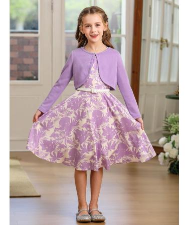 BONNY BILLY Girls Long Sleeve Knitted Cotton Bolero Shrug - Size 5-6 Years, Purple - Buy Online on GoSupps.com