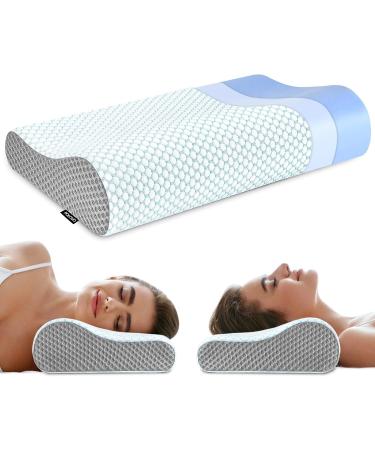 Polovo Memory Foam Pillows Neck Pillow Bed Pillow for Sleeping - Blue&grey