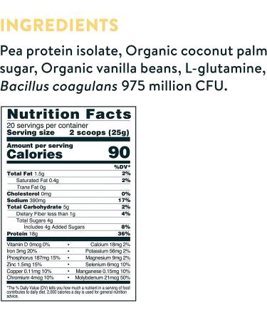 Nuzest Probiotic Vanilla Clean Lean Protein Powder - Vegan Pea Protein with Added Probiotics for Gut Health - Non-GMO, 20 Servings, 1.1 lb Vanilla Pack - Buy Online on GoSupps.com
