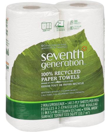 Seventh Generation Paper Towels  100% Recycled Paper  2-ply  2-Count (Pack of 12) - Buy Online on GoSupps.com