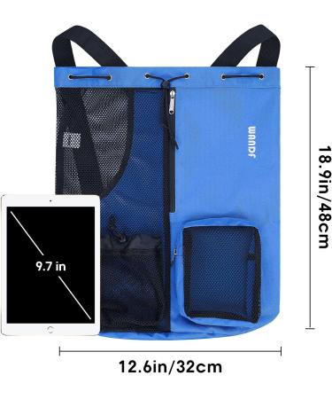 WANDF Swim Bag Mesh Drawstring Backpack with Wet Pocket Beach Backpack for Swimming Gym and Workout Gear Navy Blue Large - Buy Online on GoSupps.com