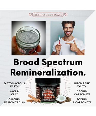 Krishna's Cupboard Black Beauty Organic Tooth Cleaning Powder - Remineralizing Activated Charcoal Whitening Fluoride-Free Vegan Cinnamon Clove | 1.25 oz - Buy Online on GoSupps.com