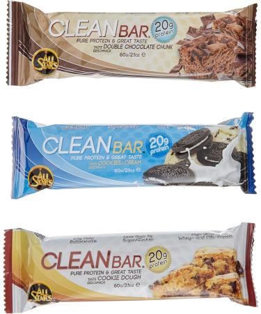 All Stars Clean Bar Mix Box | 18 High-Quality Whey & Milk Protein Bars | Low-Calorie Fitness Snack | 20% Protein | 3 Delicious Flavors - Buy Online on GoSupps.com
