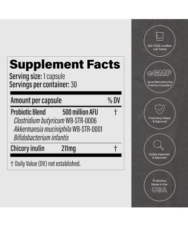 GLP-1 Probiotic - Multi-Strain Prebiotic Support for Appetite Control | 500M AFU Delayed Release Third-Party Tested (30 Capsules - Buy Online on GoSupps.com