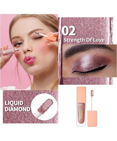 Oulac Liquid Glitter Eyeshadow - Metallic Pink Eyeshadow with Silver Sheen Shimmer Eyeshadow & Liquid Eyeliner Blendable Sparkly Eye Make-up Crease Resistant Vegan 5.4g Strength of Love (02) Strength of Love(02) - Buy Online on GoSupps.com