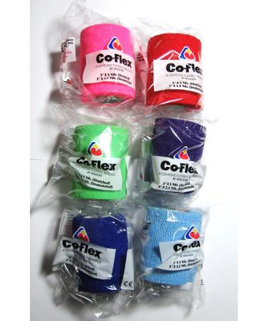 Co-Flex Elastic Bandage 3" X 5 Yards Assorted Colors - 6 Per Bag