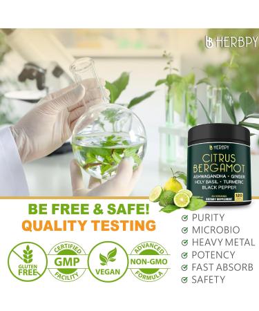 6in1 Citrus Bergamot Supplement with Ashwagandha Holy Basil Turmeric & Ginger Root - Healthy Aging Immune & Relaxation - 120 Vegan Capsules 120 Count (Pack of 1) - Buy Online on GoSupps.com