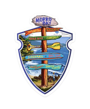 Die Cut Sticker Morro Bay, California, Destination Signpost, Contour Vinyl Sticker 1 to 3 inches (Waterproof Decal for Cars, Water Bottles, Laptops, Coolers), Small Small Sticker