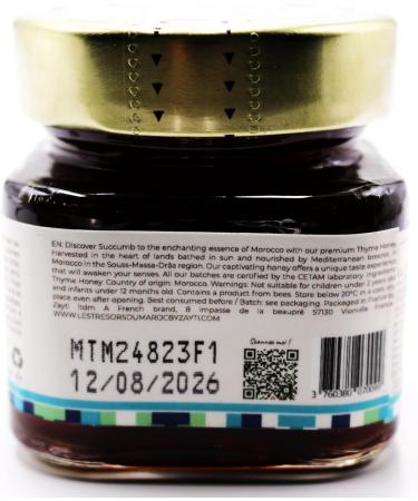 Premium Genuine Moroccan Thyme Raw Honey - 175g - 100% Pure - Collected in Morocco - Of the finest quality a great variety of delicious flavours. - Buy Online on GoSupps.com