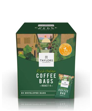 Taylors of Harrogate Rich Italian Ground Coffee Bags 80 Enveloped Bags 80 Coffee Bags Rich Italian