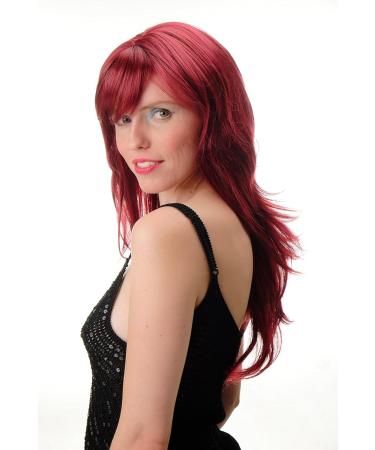 WIG ME UP GFW244A-39 Ladies Wig - Long Straight to Wavy Garnet Red 60cm with Jagged Parting Bangs | Shop Internationally! - Buy Online on GoSupps.com