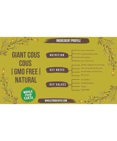 Wholefood Earth Giant Cous cous 1 kg | GMO Free | Natural | Source of Fibre (Pack of 2) - Buy Online on GoSupps.com