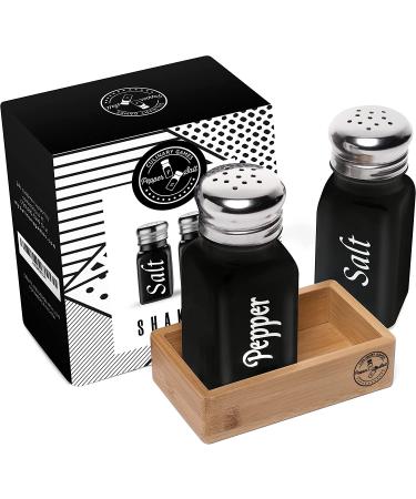 Glass Farmhouse Salt and Pepper Shakers Set - Rustic Black Kitchen Decor - Ideal for Home, Restaurant, or Wedding Gifts - Buy Online on GoSupps.com