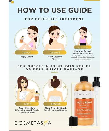 Cosmetasa Hot Cream Massage Gel - Natural & Organic Cellulite Cream - Skin Toning & Muscle Soothing - 16.9 Oz - Buy Online on GoSupps.com