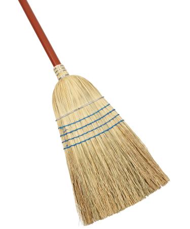 Rubbermaid Commercial Products Heavy-Duty Corn Broom, 1 1/8 Inch Wood Handle, Blue (FG638300BLUE) Single Blue