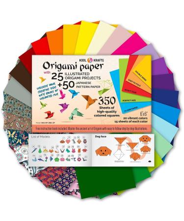 Origami Paper Kit - 350 Sheets, 20 Colors, 6x6 Size, 50 Traditional Japanese Patterns, Origami Book with 25 Easy Colored Projects - Ideal for Kids Crafts and Christmas Gifts for Boys 8-12 - Buy Online on GoSupps.com