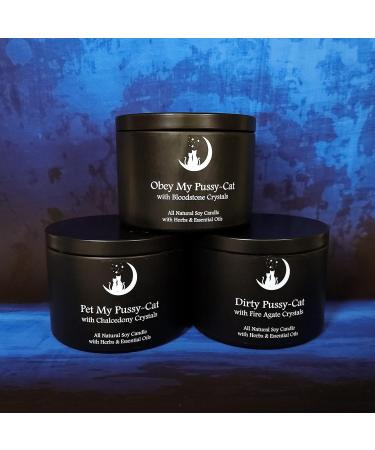 Obey My PussyCat Candle - 8 oz Soy Candle with Herbs Crystals & Essential Oils for Love Attraction & Magic Rituals | Wiccan Pagan Hoodoo - Buy Online on GoSupps.com