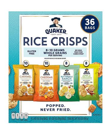 Quaker Rice Crisps Variety Pack - 36 Pack | Crunchy Snack Mix | Gluten-Free & Delicious - Buy Online on GoSupps.com