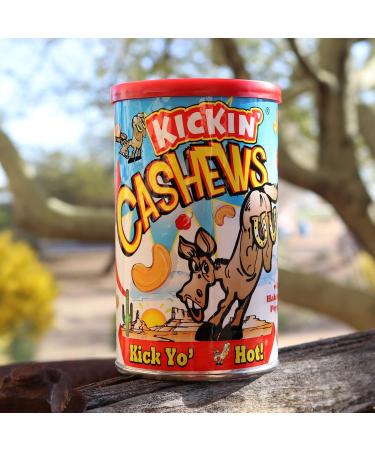 KICKIN' Roasted Hot & Spicy Cashews - Habanero Flavored Spicy Nuts 6oz. Resealable Can - Perfect Spicy Snacks for Adults - Buy Online on GoSupps.com