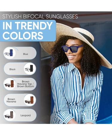 Yogo Vision Bifocal Reading Sunglasses for Women | UV400 Sun Protection | Trendy Retro Style Eyewear in Black Brown Havana Leopard | International Shipping Available - Buy Online on GoSupps.com
