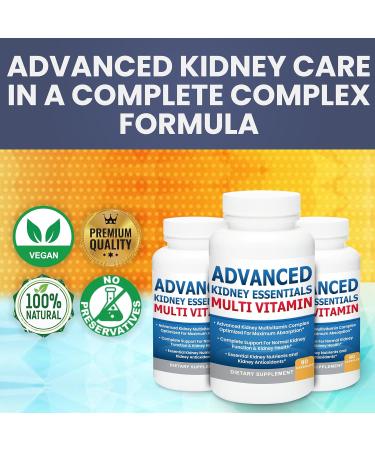 Advanced Kidney Essentials Multivitamin. Kidney Support Supplement for Complete Kidney Health. Kidney Health Supplement with Renal Vitamins 90 Caps 90 Count (Pack of 1) - Buy Online on GoSupps.com