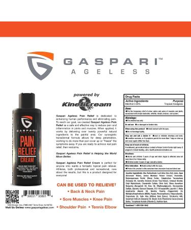 Gaspari Ageless Pain-Relief Cream for Back, Knee, Tennis Elbow | 100% Natural | 4 oz - Buy Online on GoSupps.com