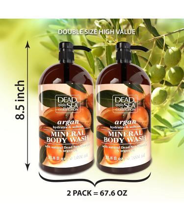 Dead Sea Collection Argan Body Wash for Women and Men - Pack of 2 (67.6 fl. oz) - Cleanses and Moisturizes Skin with Natural Minerals and Vitamins - Buy Online on GoSupps.com